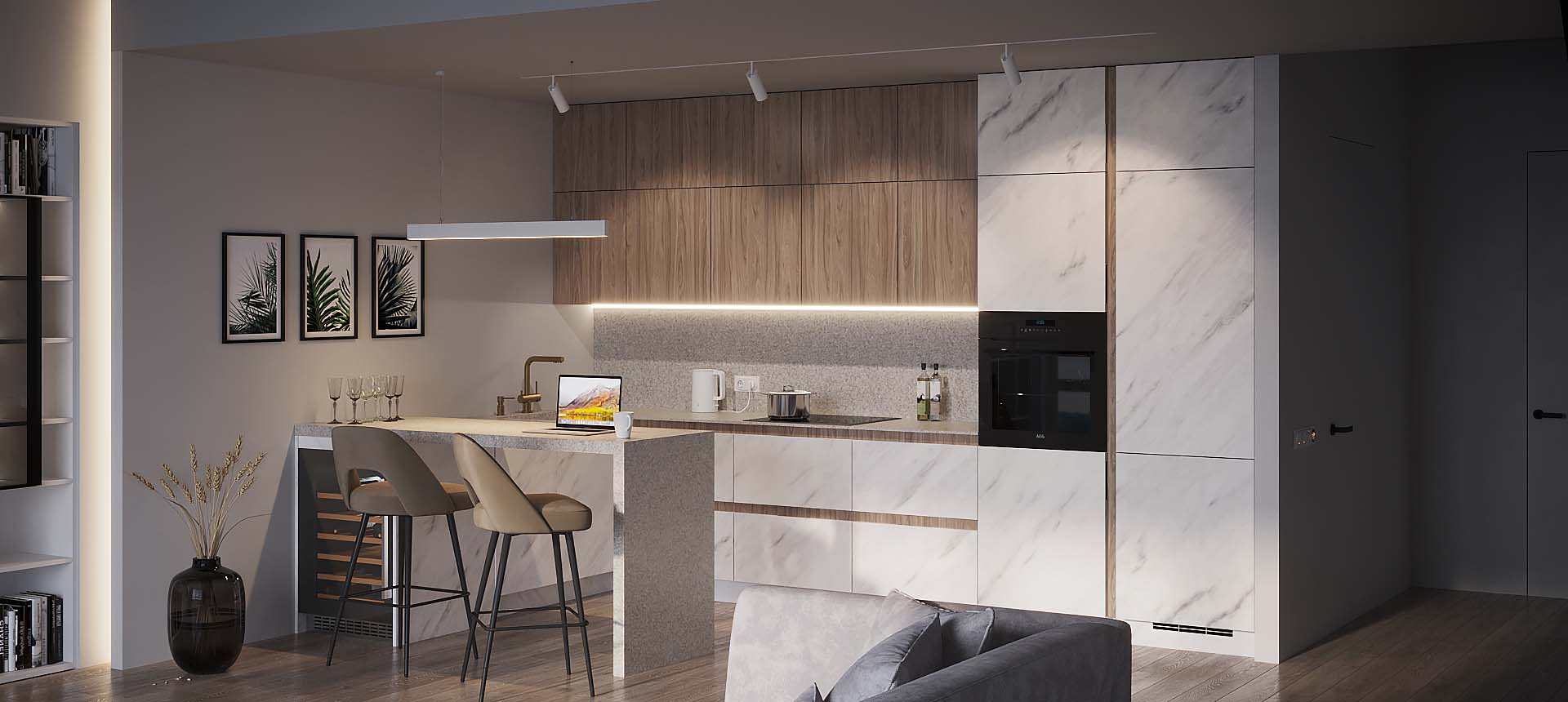 Мрамор Леванто белый / Орех&nbsp;Карини&nbsp;белёный&nbsp;